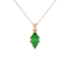 Marquise cut emerald green gemstone pendant, rose gold scalloped six prong setting.