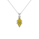 Marquise cut canary yellow gemstone pendant, white gold scalloped six prong setting.