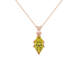 Marquise cut canary yellow gemstone pendant, rose gold scalloped six prong setting.