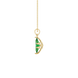 Side profile, yellow gold emerald green pendant, scalloped six prong gallery.