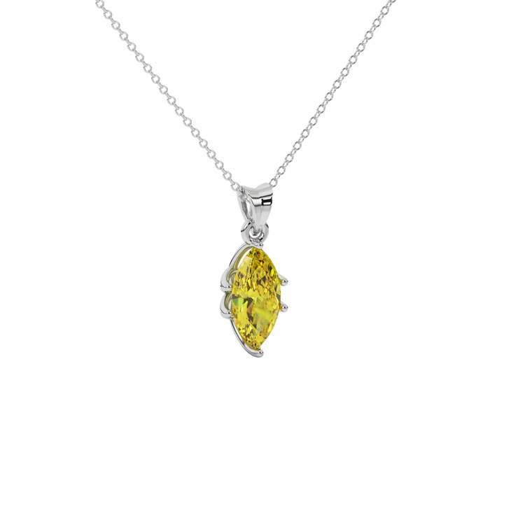 Marquise Cut Scalloped Six Prong Gemstone Pendant