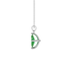 Side profile, white gold emerald green pendant, surprise diamond gallery.