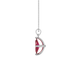 Side profile, white gold raspberry red pendant, surprise diamond gallery.