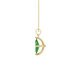 Side profile, yellow gold emerald green pendant, surprise diamond gallery.
