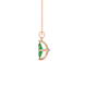 Side profile, rose gold emerald green pendant, surprise diamond gallery.