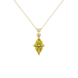 Marquise cut canary yellow gemstone pendant, yellow gold surprise diamond setting.