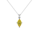 Marquise cut canary yellow gemstone pendant, white gold surprise diamond setting.