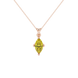 Marquise cut canary yellow gemstone pendant, rose gold surprise diamond setting.