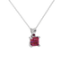 Asscher cut gemstone solitaire pendant in gold with classic four-prong basket setting