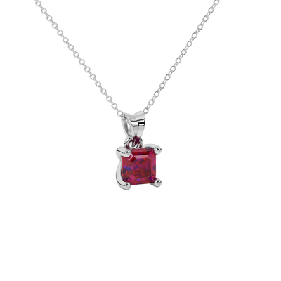 raspberry red gemstone solitaire pendant in white gold