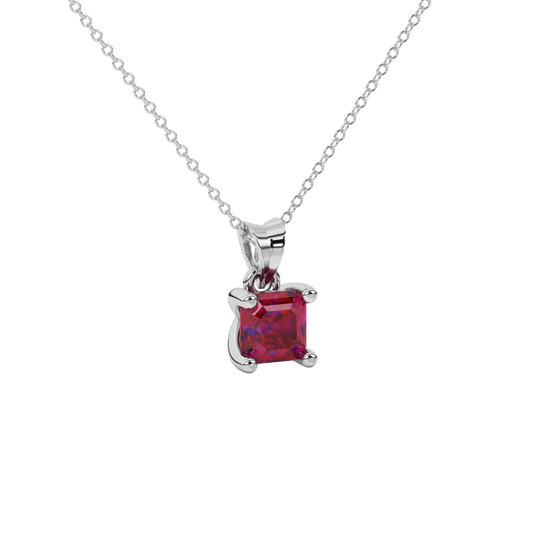 raspberry red gemstone solitaire pendant in white gold