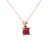 Asscher cut gemstone solitaire pendant in gold with classic four-prong basket setting