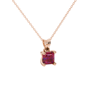 raspberry red gemstone solitaire pendant in rose gold