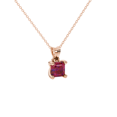 raspberry red gemstone solitaire pendant in rose gold