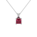 Asscher cut gemstone solitaire pendant in gold with classic four-prong basket setting