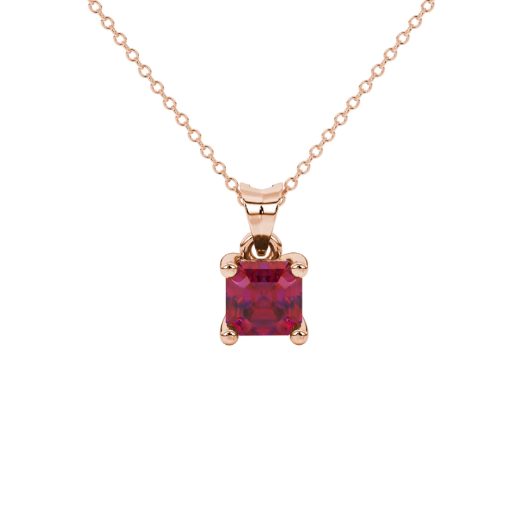 Asscher Solitaire Gemstone Pendant