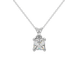 Asscher cut gemstone solitaire pendant in gold with classic four-prong basket setting