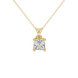 Asscher cut gemstone solitaire pendant in gold with classic four-prong basket setting