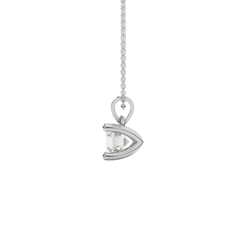 Asscher cut gemstone solitaire pendant in gold with classic four-prong basket setting