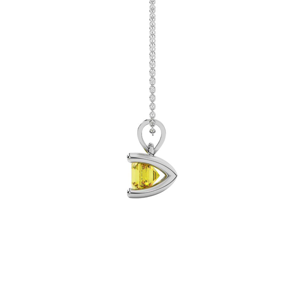 Asscher cut gemstone solitaire pendant in gold with classic four-prong basket setting