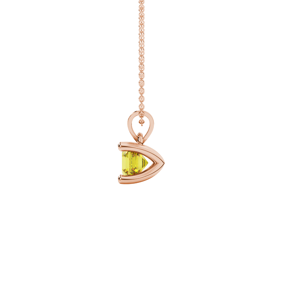 Asscher cut gemstone solitaire pendant in gold with classic four-prong basket setting