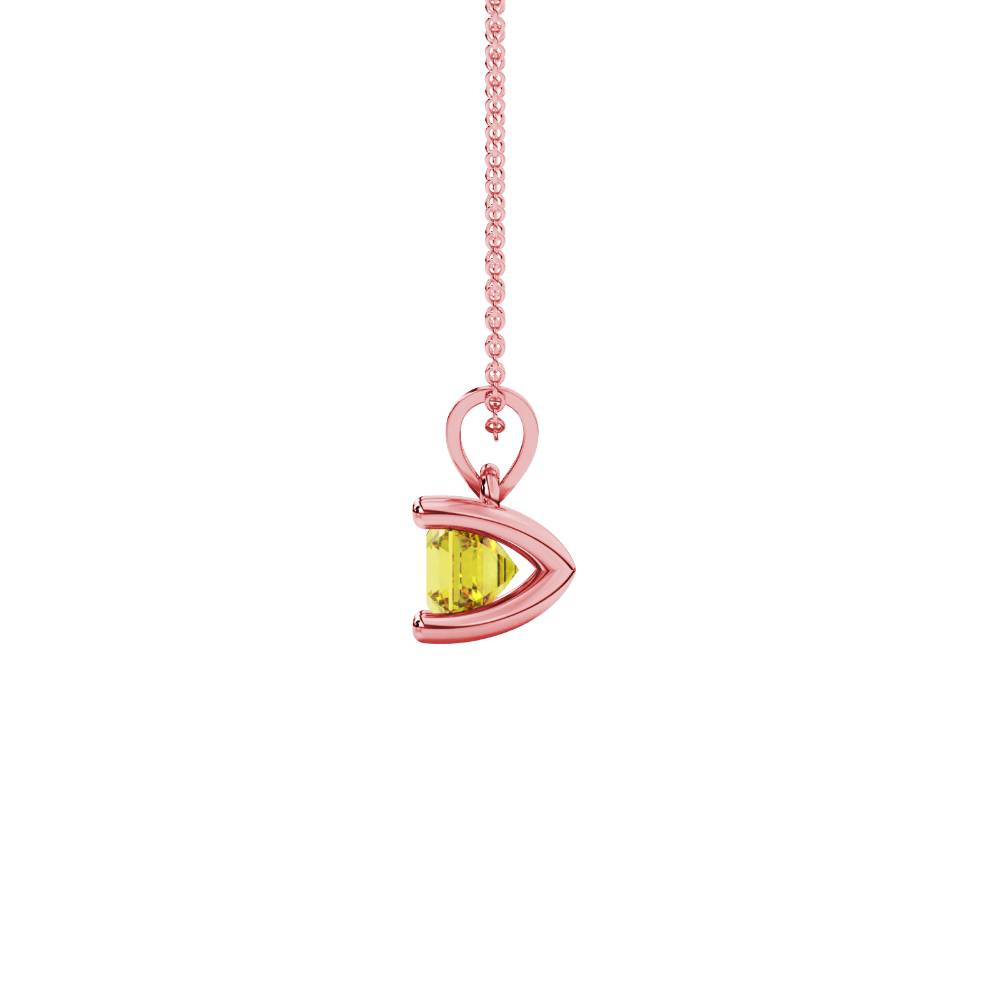 Asscher cut gemstone solitaire pendant in gold with classic four-prong basket setting