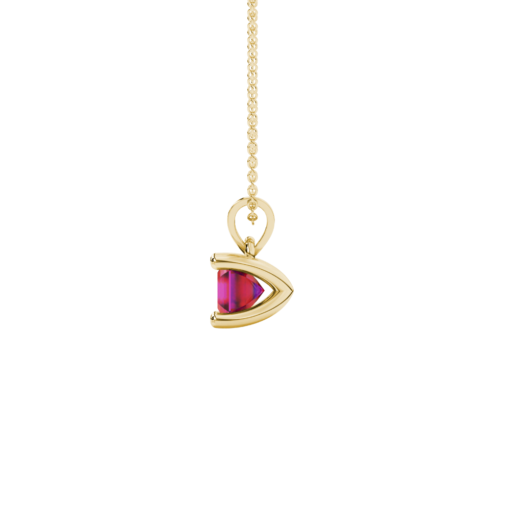 Asscher cut gemstone solitaire pendant in gold with classic four-prong basket setting