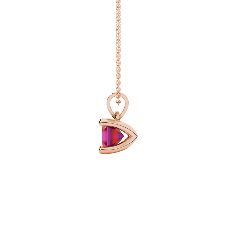 Asscher cut gemstone solitaire pendant in gold with classic four-prong basket setting