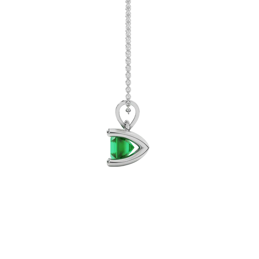 Asscher cut gemstone solitaire pendant in gold with classic four-prong basket setting