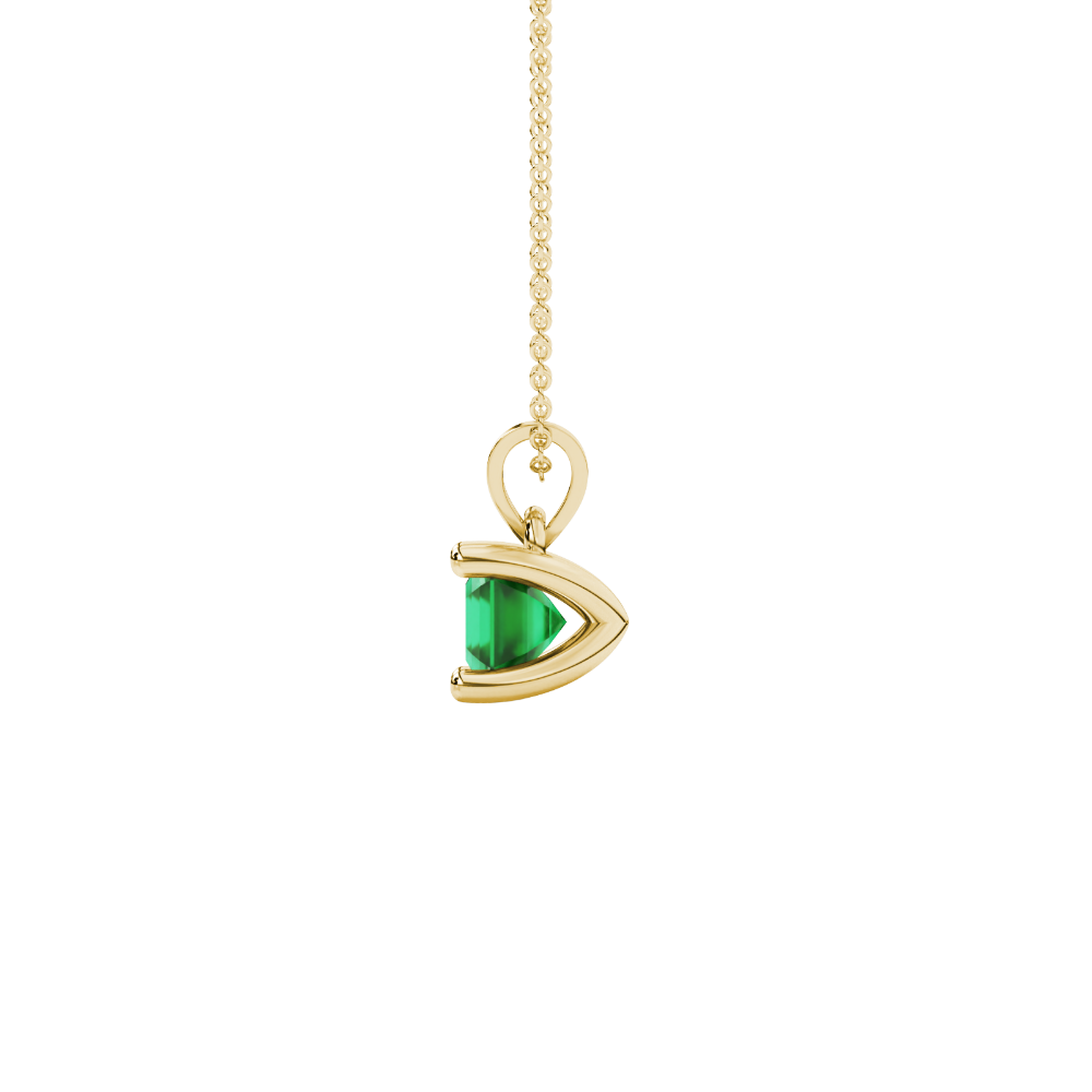 Asscher cut gemstone solitaire pendant in gold with classic four-prong basket setting