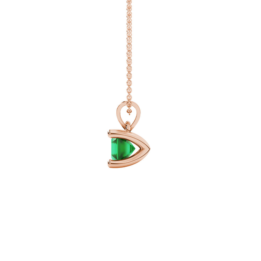 Asscher cut gemstone solitaire pendant in gold with classic four-prong basket setting