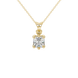 Asscher cut colored gemstone pendant in gold with secure six-prong solitaire setting
