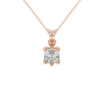 Asscher cut colored gemstone pendant in gold with secure six-prong solitaire setting