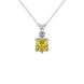 Asscher cut colored gemstone pendant in gold with secure six-prong solitaire setting
