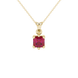 Asscher cut colored gemstone pendant in gold with secure six-prong solitaire setting