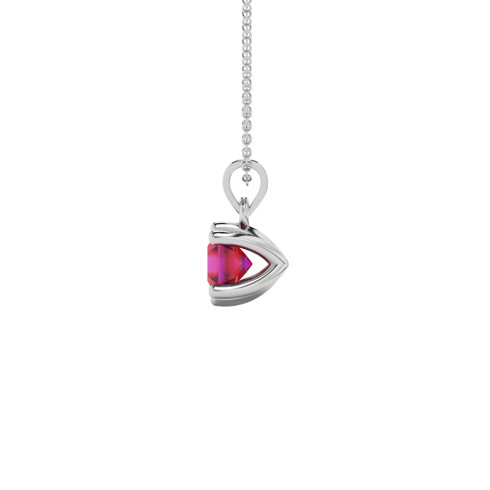 Asscher cut colored gemstone pendant in gold with secure six-prong solitaire setting