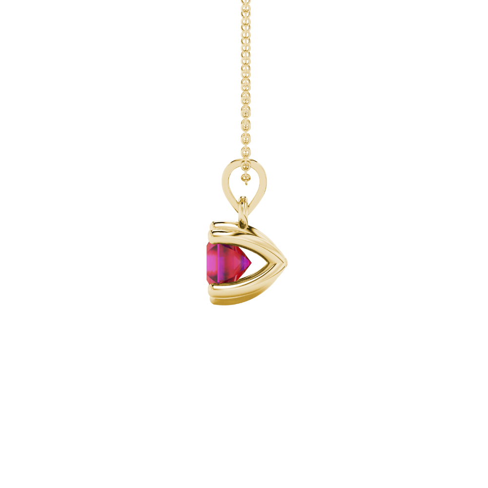 Asscher cut colored gemstone pendant in gold with secure six-prong solitaire setting