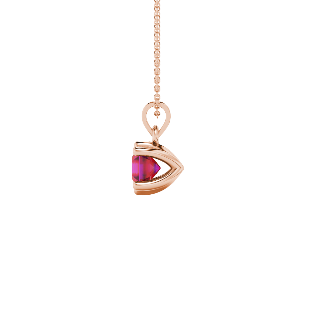 Asscher cut colored gemstone pendant in gold with secure six-prong solitaire setting
