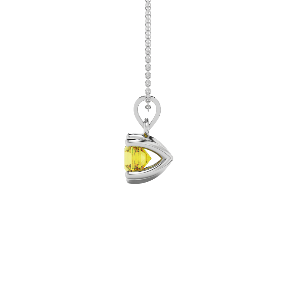 Asscher cut colored gemstone pendant in gold with secure six-prong solitaire setting