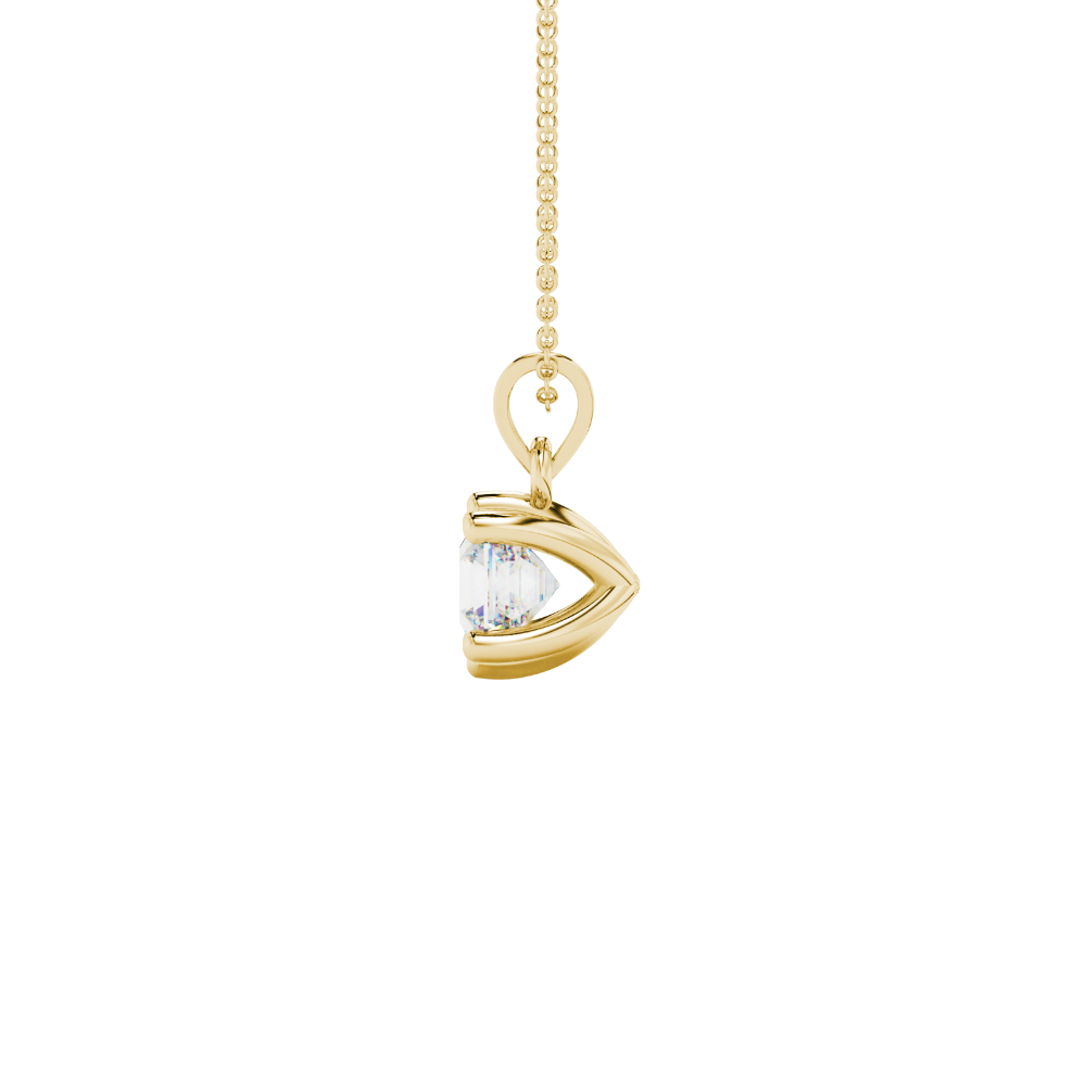 Asscher cut colored gemstone pendant in gold with secure six-prong solitaire setting