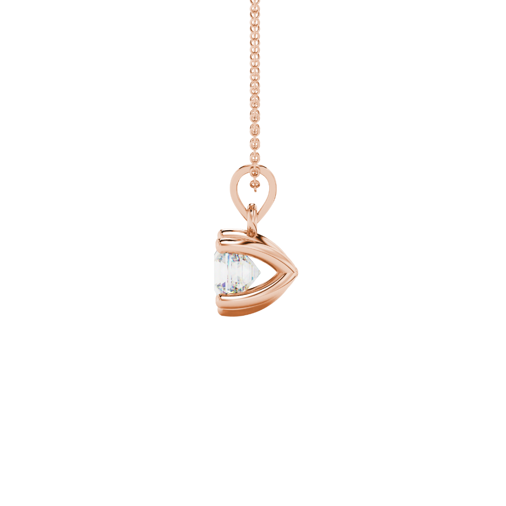 Asscher cut colored gemstone pendant in gold with secure six-prong solitaire setting