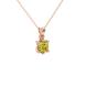 Asscher cut colored gemstone pendant in gold with secure six-prong solitaire setting