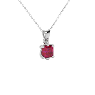 raspberry red gemstone solitaire pendant in white gold