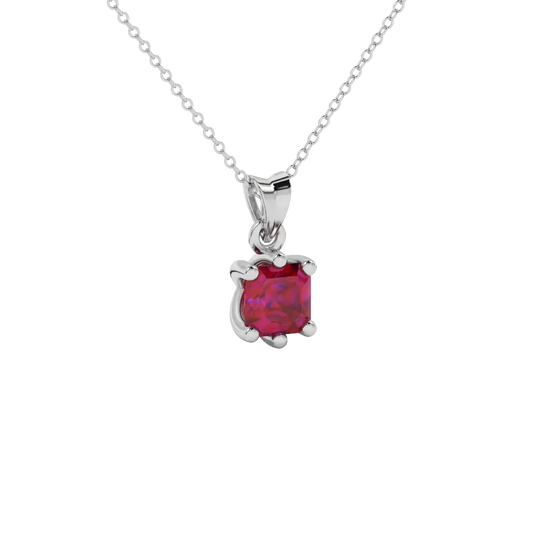 raspberry red gemstone solitaire pendant in white gold