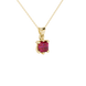 Asscher cut colored gemstone pendant in gold with secure six-prong solitaire setting
