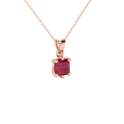 raspberry red gemstone solitaire pendant in rose gold