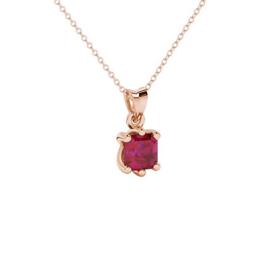 raspberry red gemstone solitaire pendant in rose gold