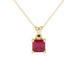 Asscher cut gemstone solitaire pendant in gold with secure four-prong basket setting