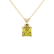 Asscher cut gemstone solitaire pendant in gold with secure four-prong basket setting