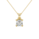 Asscher cut gemstone solitaire pendant in gold with secure four-prong basket setting